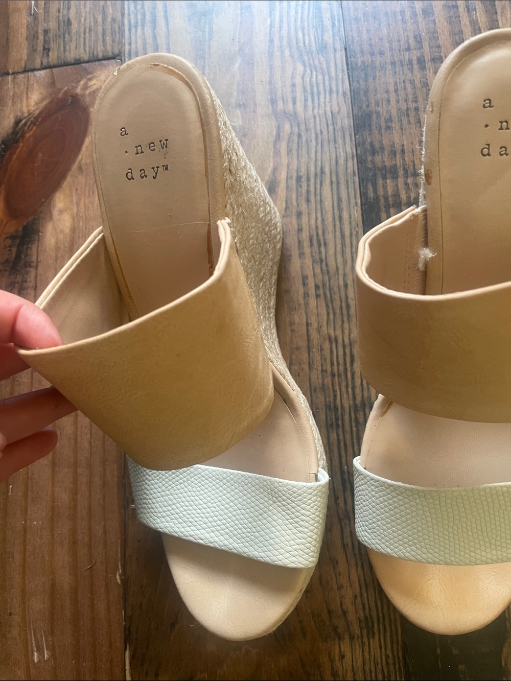 a new day Tan and Cream Espadrille Wedge Sandals